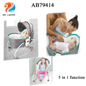 2018 nuevo 5 en 1 cómodo suave divertido bebé cuna rockiing silla portátil cama de bebé para viajar con juguetes - Product Image 5