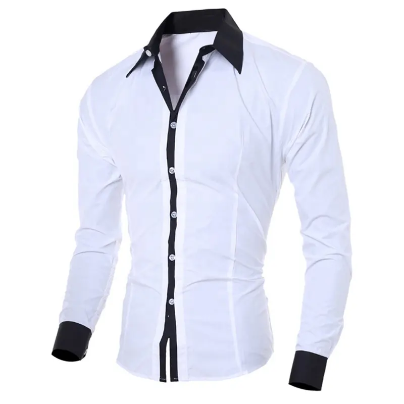 Camisa de franela ajustada para hombre, camisa masculina de manga larga y Color liso, con botones y botones personalizados, estilo clásico e informal, para primavera
