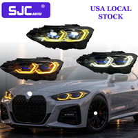 Feux avant LED laser tricolores SJC USA STOCK pour BMW Série 4 G22 M3 G80 M4 G82 420i 430i 440i 2021-2023 Jaune Blanc Ambre