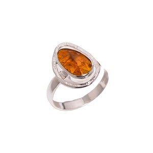 Bague fine en argent sterling 925 faite à la main avec cyanite orange style indien mignon du fabricant de confiance pour les fêtes de mariage - Product Image 1