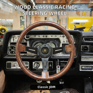 Volant de voiture de style course classique à 3 branches en PU imitation bois vintage 350 mm - Product Image 2