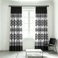 Rideaux en polyester à motif géométrique vintage, légers et lisses, design rétro pour les espaces de vie contemporains