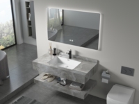 Meuble-lavabo moderne avec éclairage LED pour salle de bain Meuble sous-vasque intelligent en pierre Lavabo en céramique Comptoir en marbre Hôtel