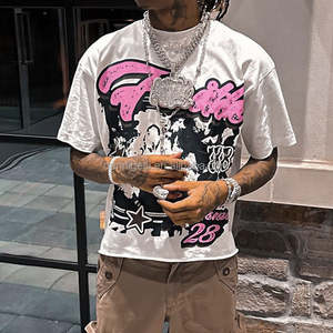 T-shirt Oversize Personalizzate con Stampa Serigrafica, Produzione di T-shirt Crop da Uomo in Cotone con Grafiche - Product Image 1