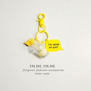 Llavero de moda con diseño de taza de té de perlas y galletas, colgante para mochila, regalo para mujer, accesorios para llaves de coche, llavero - Product Image 6
