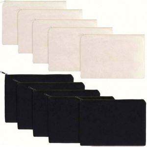 Sacs de toilette et de maquillage en toile de coton vierge, réutilisables, personnalisables avec logo imprimé, à fermeture éclair, vente en gros - Product Image 2