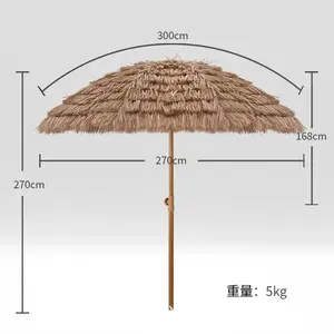 Paraguas Tiki para exteriores de 2m y 3m, diseño de paja natural para piscina y playa - Product Image 3