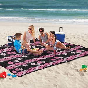 Hawaiian Custom Puakenikeni Pink <b>Lei</b> Flower Waterproof Picnic Blankets Foldable Hand Bag Washable Camping Mats for Outdoor Beach - Product Image 5