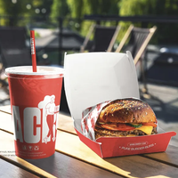 Boîte à combo burger en papier kraft biodégradable imprimé, emballage pour restauration rapide, boîte à burger à emporter pour les petits-déjeuners