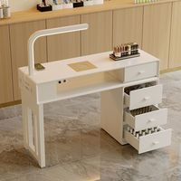 Table de Manucure Professionnelle Moderne pour Salon de Beauté, Poste de Manucure avec Aspirateur à Haute Puissance et 5 Tiroirs de Rangement