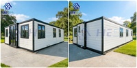 Casa Contenedor Prefabricada Expandible de 40 Pies para Vida Solar Fuera de la Red, con 3, 4 o 5 Dormitorios, Pequeña, Impermeable, Plegable, Móvil, Modular, Tipo Villa