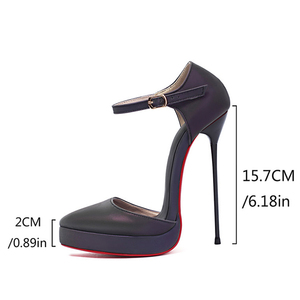 Sandalias de tacón de aguja extremadamente alto con correa al tobillo para mujer, con punta fina, que cambian de color, para escenario, zapatos de plataforma tipo salón. - Product Image 6