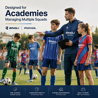 Tenues personnalisées pour académies de football : Maillots jeunes et adultes, kits d'équipe personnalisés pour plusieurs clubs canadiens, saison avec noms et numéros