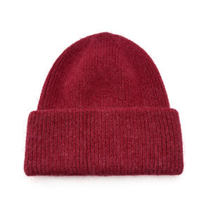 Chapeau d'hiver en tricot ample de créateur à la mode Ins lait café marron <span class=keywords><strong>Angora</strong></span> rouge <span class=keywords><strong>lapin</strong></span> fourrure motif à carreaux personnalisé chaud laine chapeau d'hiver - Product Image 5