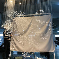 Grand lustre suspendu en forme de montagne pour hall d'hôtel, luminaires de plafond personnalisés en cristal transparent, design artistique créatif