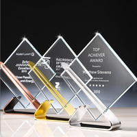 Trophée en métal plaqué or et argent, cadeau d'affaires, souvenir, artisanat, verre, cuivre, plastique, technique d'impression UV, trophée en cristal
