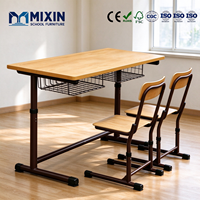 Bureau et chaise d'étudiant deux places pour collège, table d'école pour deux, tables d'art scolaires, mobilier de salle de classe, laboratoire informatique, atelier d'artisanat