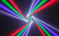 Lampu Moving Head LED Bee-Eye RGBW 4IN1 New Ltem 4 Head Small Whirlwind dengan Sinar Laser RGB