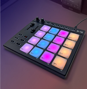 Contrôleur MIDI USB portable B-16 avec 16 pads RGB sensibles à la vitesse, pads de rythme DJ, machine de production musicale Beat Maker, logo - Product Image 1