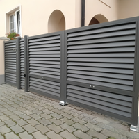 Clôture de jardin moderne minimaliste en alliage d'aluminium à lattes horizontales, résistante à la rouille et aux UV, avec lattes aérées, sécurisée pour les enfants, taille personnalisée, installation facile