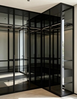 Dressing moderne de style italien de luxe, mobilier de chambre sur mesure pour toute la maison, armoire avec porte en verre et système d'éclairage LED