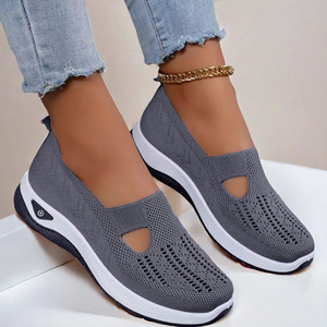 Zapatos deportivos informales de suela suave tejidos para mujer, transpirables, cómodos, ligeros, con malla hueca, zapatos planos de verano - Product Image 3