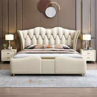 Cadre de lit en cuir rembourré moderne et luxueux 2026, confortable, 150*200/180*200cm, lit double pour la maison/l'hôtel