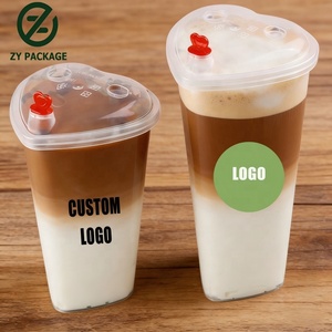 <span class=keywords><strong>Taza</strong></span> de inyección dura en forma de corazón 16 24 oz bebida de jugo de limonada fría personalizada Boba Bubble Milk Tea <span class=keywords><strong>taza</strong></span> de plástico desechable <span class=keywords><strong>con</strong></span> tapa - Product Image 1