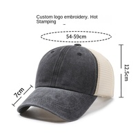 Gorra de Béisbol Desgastada Estilo Retro, de PVC Lavado, Malla Común, Color Sólido, Ligera, de 6 Paneles, para Hombre y Mujer