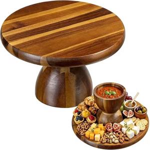 Acacia wood cake tray, creative dining table bread and snack display <b>rack</b>, retro tea tray, dessert and cake <b>plate</b> - Product Image 1