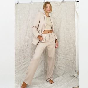 <span class=keywords><strong>Traje</strong></span> <span class=keywords><strong>de</strong></span> Lino para Mujer, Blazer Cruzado con Pantalones, Trajes <span class=keywords><strong>de</strong></span> Negocios para Mujer, Blazer <span class=keywords><strong>de</strong></span> Lino Extra Grande - Product Image 2