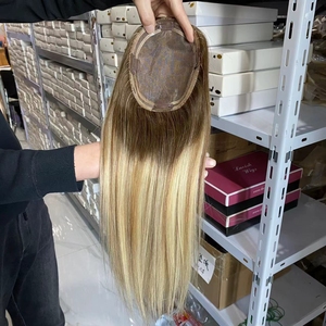 Cabello humano 5,5*6,5 Mono encaje Topper Ombre Color con resaltado Mono encaje suizo fino Mono encaje frontal tupé mujeres - Product Image 4