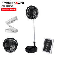 Mini ventilateur solaire rechargeable de 8 pouces pliable pour le sol et la table avec moteur sans balais en cuivre pur pour le camping à domicile