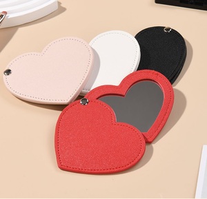 Wholesale Custom Logo New Promotional Portable Heart Shape Rotating Mirror Keychain | Vefit PU Leather Modern Travel Mirror