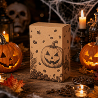 Boîte d'emballage de café personnalisée pour Halloween, boîte en papier kraft pour grains de café avec impression de citrouille, vente en gros, boîte cadeau de café écologique