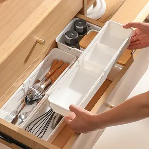 Choice Fun Multi-functional Partition Scalable Storage Box For Drawers Stationery Cutlery Utensil Office Plastic Organizer
