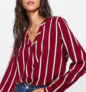 Camicetta da <span class=keywords><strong>Donna</strong></span> alla Moda, Nuovo Modello, Camicia da Lavoro con Scollo a V, Orlo Asimmetrico, Blusa da Ufficio a Maniche Lunghe, Casual Estiva - Product Image 6