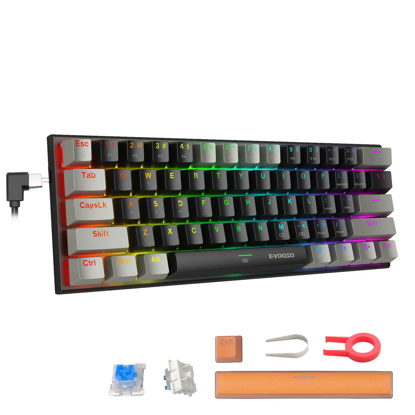 В наличии, игровой компьютер, клавиатура Teclado61, клавиши Rgb, OEM, игровая клавиатура с Цветной подсветкой, оптическая 60%, механические игровые клавиатуры