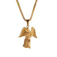 Collares de joyería de moda de acero inoxidable, collar con colgante de alas de Ángel chapado en oro, collar de joyería de Hip Hop
