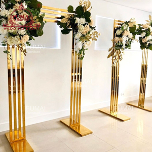 Décorations de mariage Mandap personnalisées en usine conception de fond support de toile de fond en arc en métal - Product Image 1