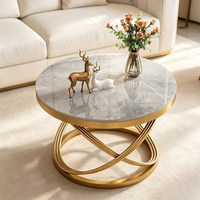Table basse compacte de luxe en métal, style scandinave minimaliste, portable, moderne, plateau en marbre, meubles de salon, table de chevet