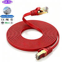 Kabel Ethernet Flat Cat7 FTP 32AWG OFC 10Gbps 600MHz RJ45 Cat 7 Patch Cord Kabel Jaringan LAN untuk Workstation Kantor Pintar