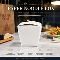 Boîte à emporter portable en carton kraft recyclé écologique avec logo personnalisé, imperméable, avec poignée - 24/32 oz pour nouilles et kebabs