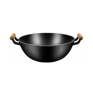 مقلاة حديدية تقليدية بمقبضين سعة 18 لتر بمقبض خشبي وقاعدة من الحديد الزهر غير مطلية للغسيل اليدوي فقط تناسب جميع أنواع المواقد - Product Image 5