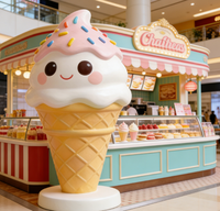 Sculptures de desserts animaux personnalisées grand format pour la décoration de magasins, présentoirs visuels pour centres commerciaux, statues en résine, crème glacée