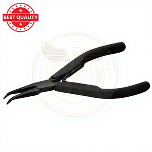QORVEX INSTRUMENTS Pince à bec courbé à mâchoires lisses en acier inoxydable de haute qualité, légère, pour la fabrication de bijoux, le bricolage et les travaux métalliques - Product Image 1