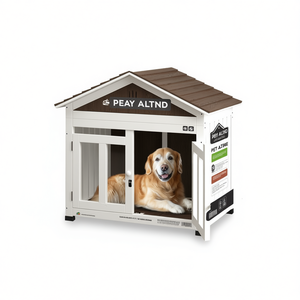 Nichoir pour chien Pey Altn en bois, extérieur, grande race, style classique, meubles pour animaux de compagnie avec porte coulissante, durable, toutes saisons - Product Image 1