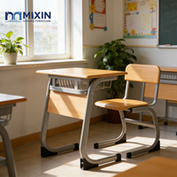 Ensemble de bureau et chaise d'étude pour étudiants en gros avec étagère à livres métallique, mobilier éducatif pour salles de classe pour enfants et étudiants