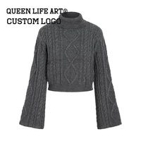 Suéter Personalizado Verdant Strokes para Mujer, Suéter de Cuello Alto, Suéteres Navideños 2013 Personalizados para Supermercado