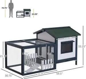 2 cấp độ guinea lợn lồng ngoài trời lớn thỏ hutch cho vật nuôi thỏ nhà gỗ